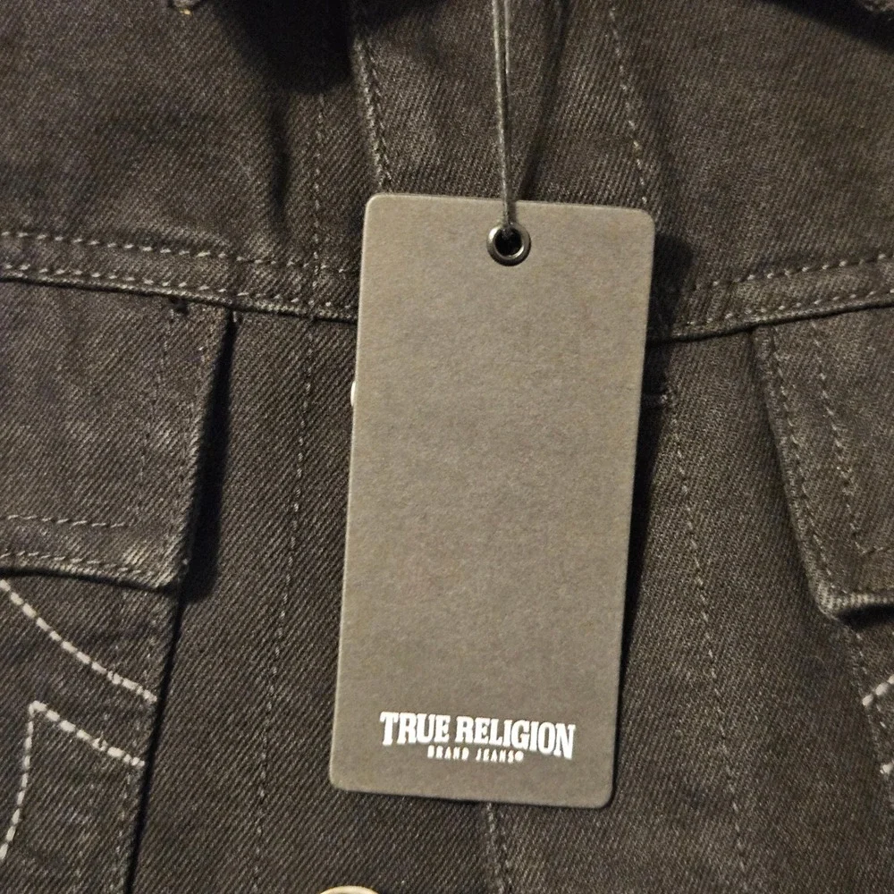 True Religion Mens SN Denim Trucker Jacket Black 108232 Size Small NWT